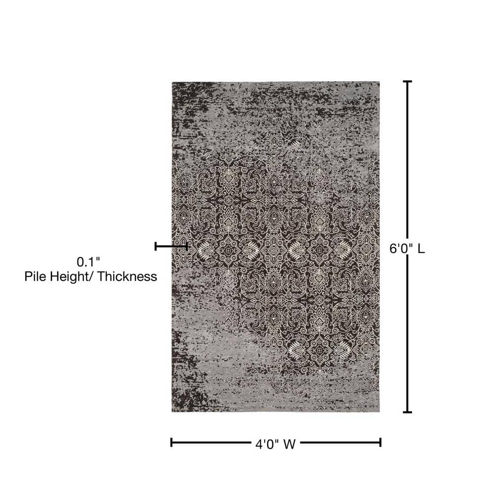 Silver and Brown Flat Woven Viscose Area Rug