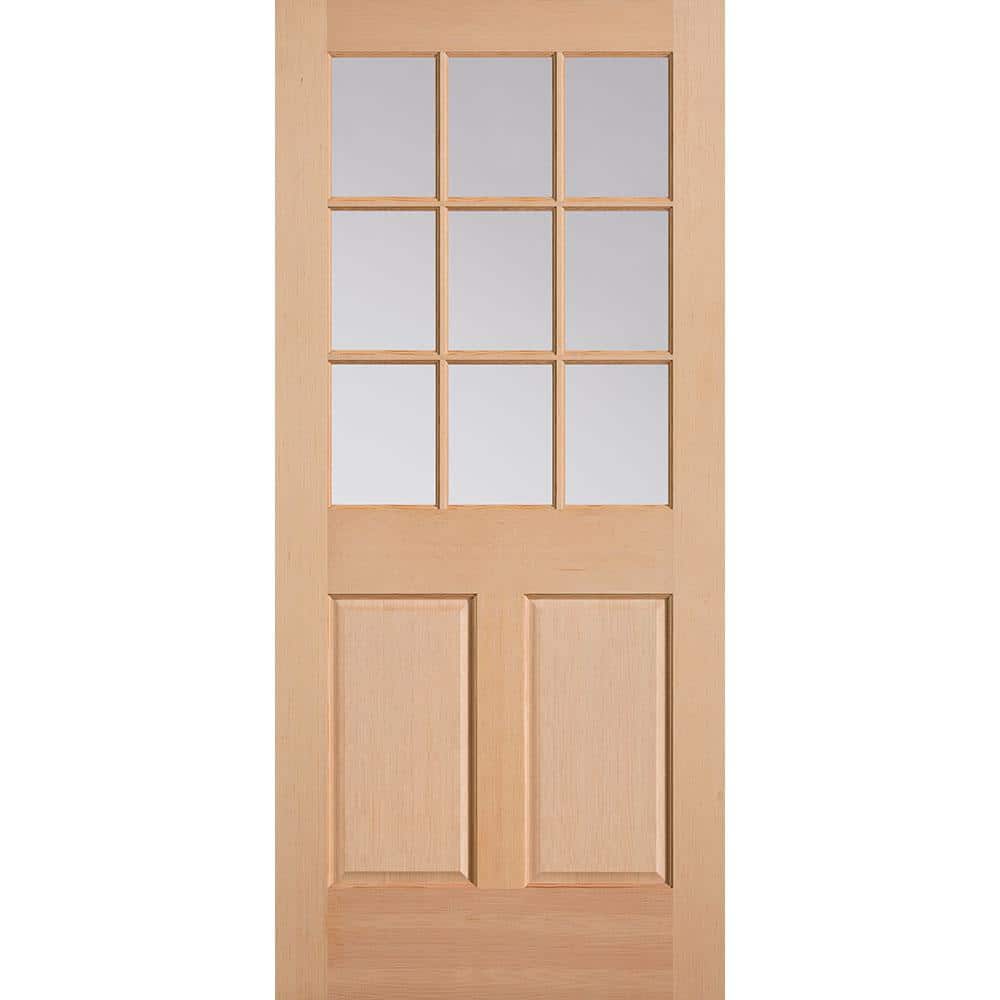 Masonite 36 in. x 80 in. 9 Lite 2-Panel Unfinished Fir Wood Front