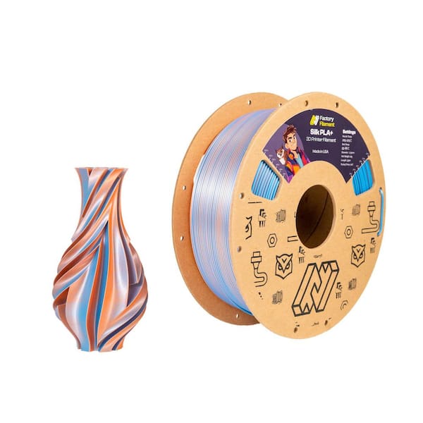1. 75mm Blue and Orange Silk PLA 3D Printer Filament, 1 KG Spool, Dimensional Accuracy +/-0.02 mm