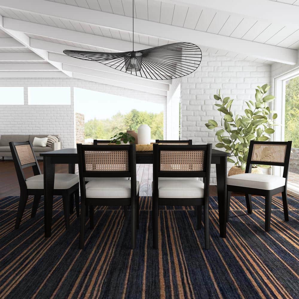 Brentwood Black Wood Rectangle Dining Set with 6 Chairs