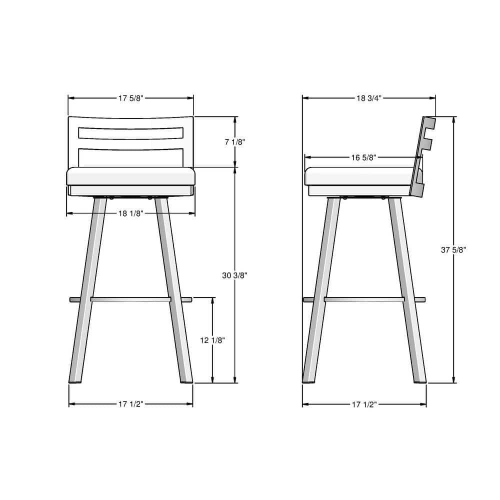 Derek 30" Swivel Contemporary Bar Stool in Grey Polyester and Metallic Grey