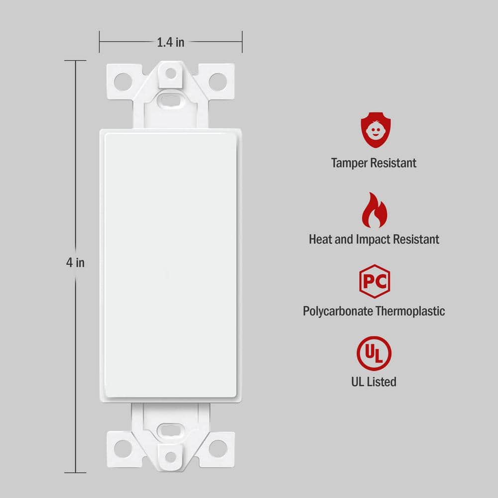 White Polycarbonate 1-Gang Standard Wall Plate Set