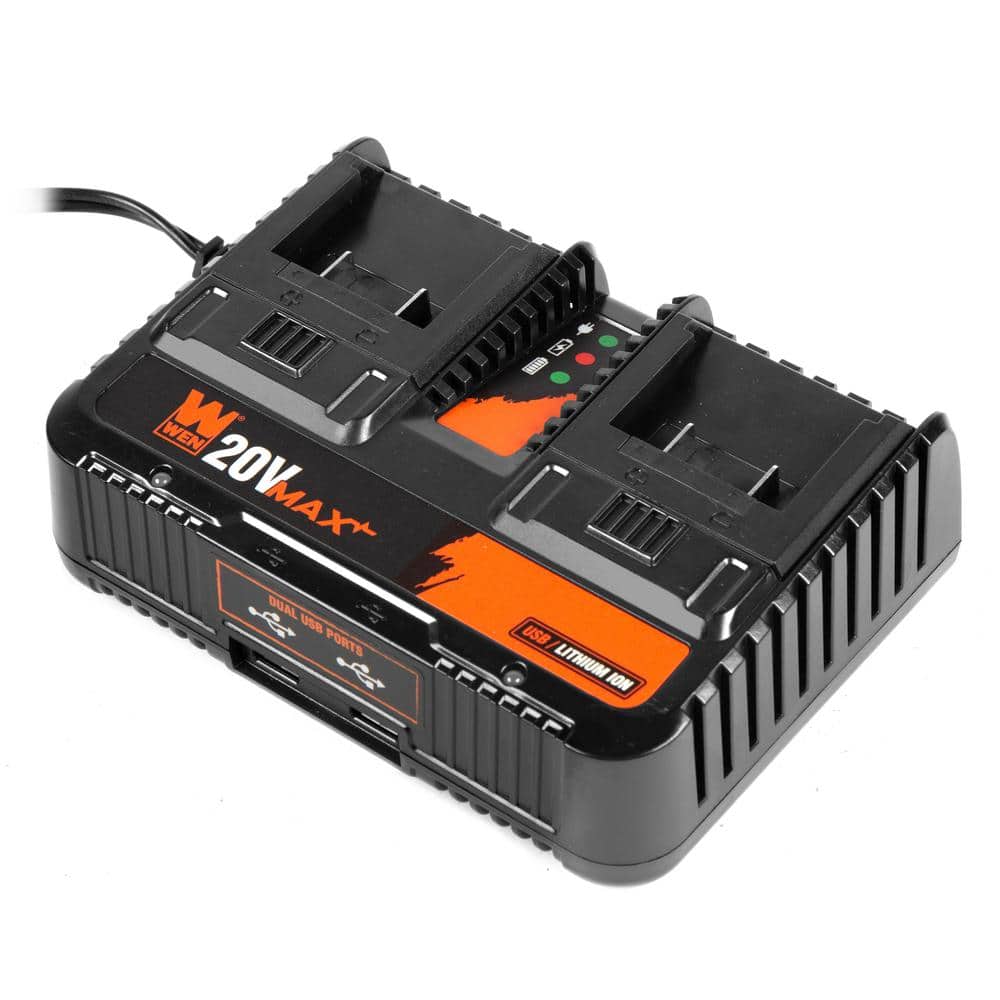 WEN 20V Max 2.3-Amp Dual Port Lithium-Ion Battery Charger with USB ...