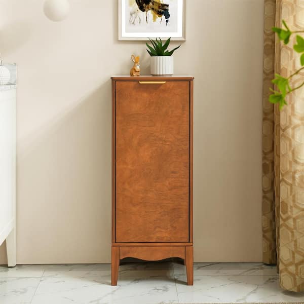 FUNKOL 14.5 in. W x12.63 in D x 35.75 in. D H Reddish brown bathroom Linen Cabinets storage organizer with 1 shelf 1 countertop