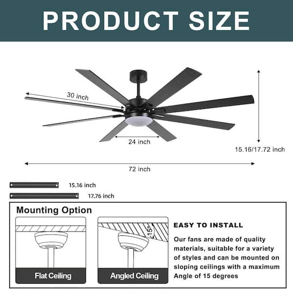 mc.hsh♡ Jushua 20 in. Dimmable Integrated LED Brown Indoor Fan 6