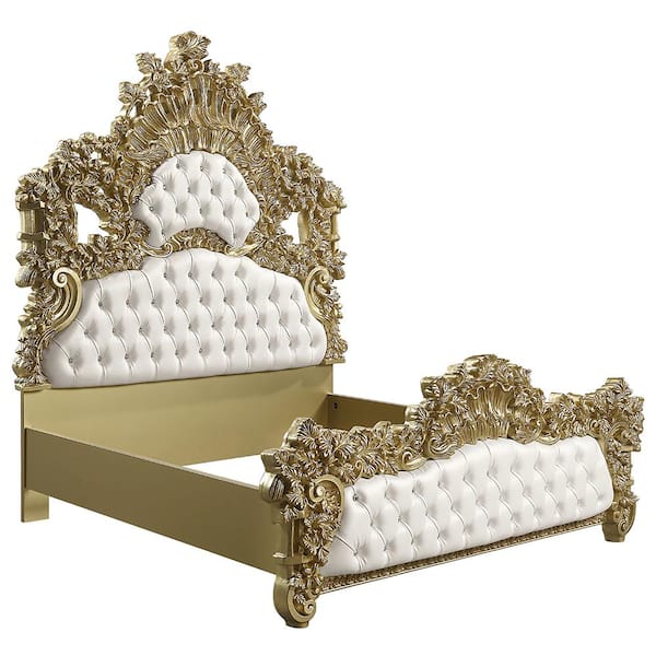 Acme Furniture White Wood Frame King Panel Bed