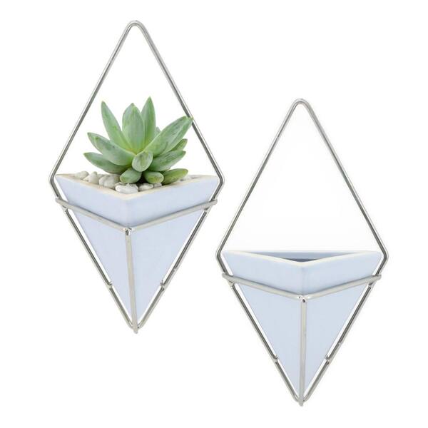 Arcadia Garden Products - Diamond 4 in. x 8 in. Sky Matte Ceramic Wall Planter