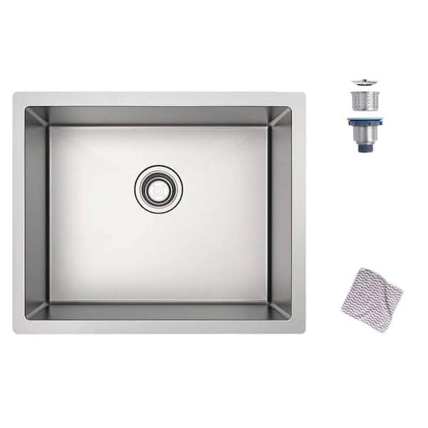 Amucolo 28 in. Undermount Single Bowl Stainless Steel Kitchen Sink with Accessories