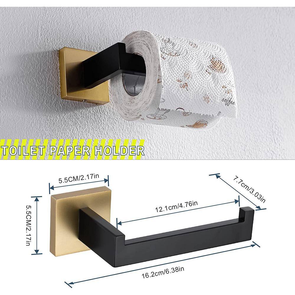 23.6 Inch Black and Brushed Gold Metal Towel Bar Set