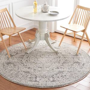 Abstract Ivory/Charcoal 6 ft. x 6 ft. Modern Aztec Medallion Round Area Rug