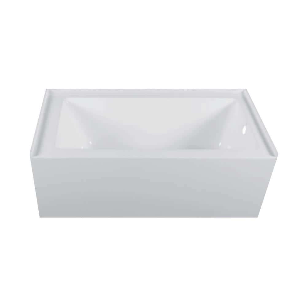 66-Inch White Acrylic Rectangular Apron Soaking Bathtub