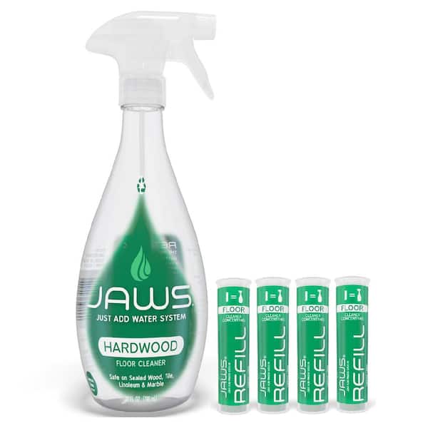JAWS 27 oz. Reusable Spray Bottle Hardwood Floor Cleaner and Concentrated Refill Pods (4-Pack)