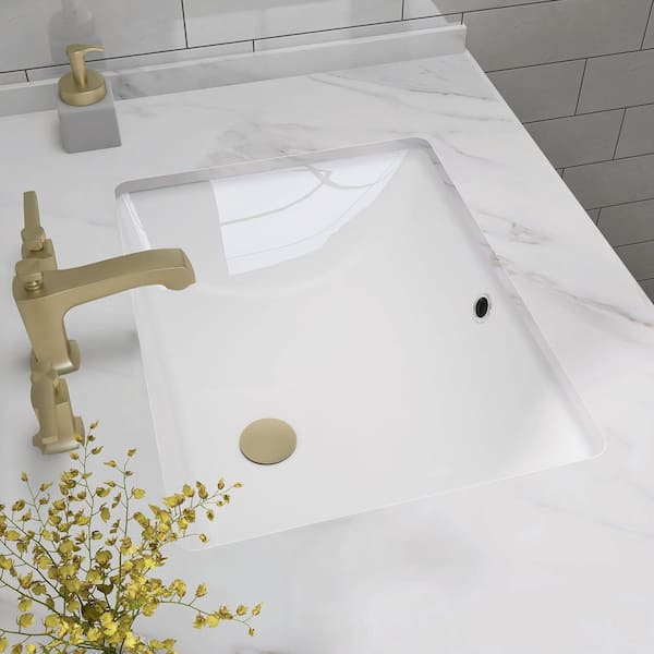 Zeafive 18 in. L Rectangular Bathroom Sink in White Ceramic