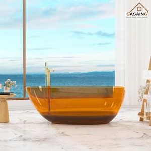 59 in. x 31 in. Freestanding Soaking Resin Bathtub with Center Drain in Transparent Coffee