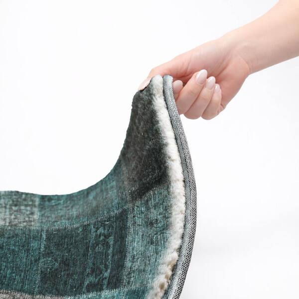 Dream Shag Premium Machine Washable Abstract ADS663 Teal 8 ft. x 10 ft. Area Rug
