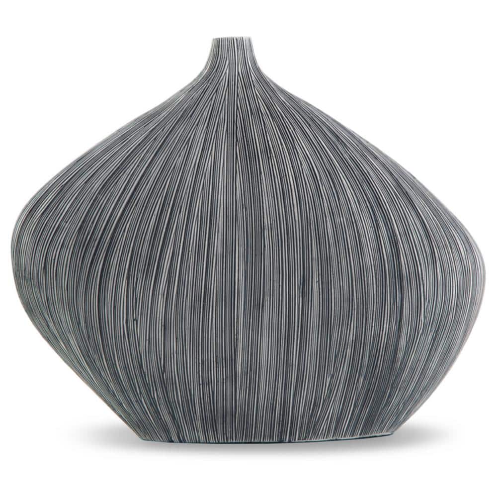 Gray Asymmetrical Polyresin Decorative Vase, 16 Inch