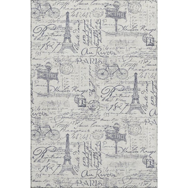 Mayfield Premium Machine Washable Abstract AMF2209 Ivory 3 ft. x 4 ft. Area Rug