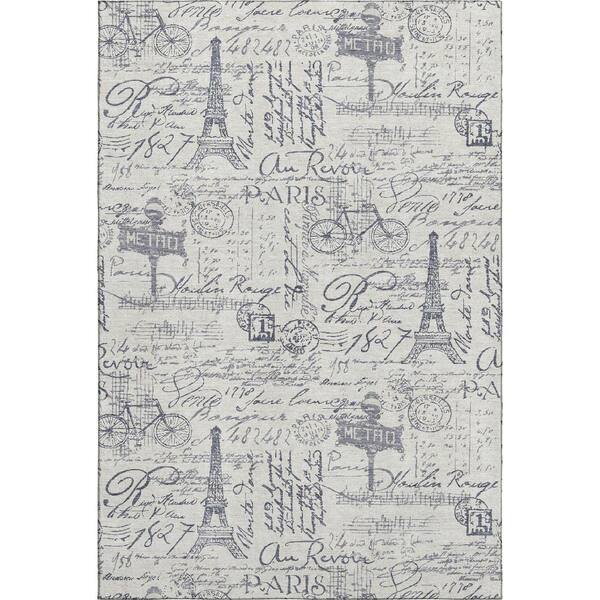 Mayfield Premium Machine Washable Abstract AMF2209 Ivory 8 ft. x 10 ft. Area Rug