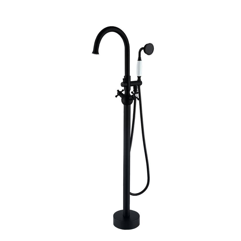 2-Handle Claw Foot Freestanding Tub Faucet with Hand Shower in. Matte Black