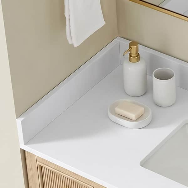 19.29 in. W Engineered Stone Vanity Sidesplash in White