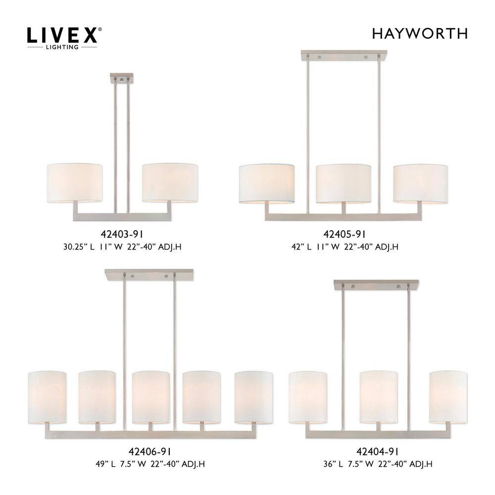 Brushed Nickel Contemporary 2-Light Drum Chandelier with Off-White Shade