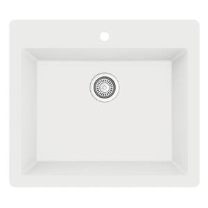 White Quartz 25 in. Single Bowl Drop-In Kitchen Sink