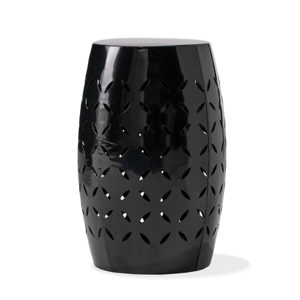 Jorell Black Iron Lace Cut Outdoor Patio Accent Table