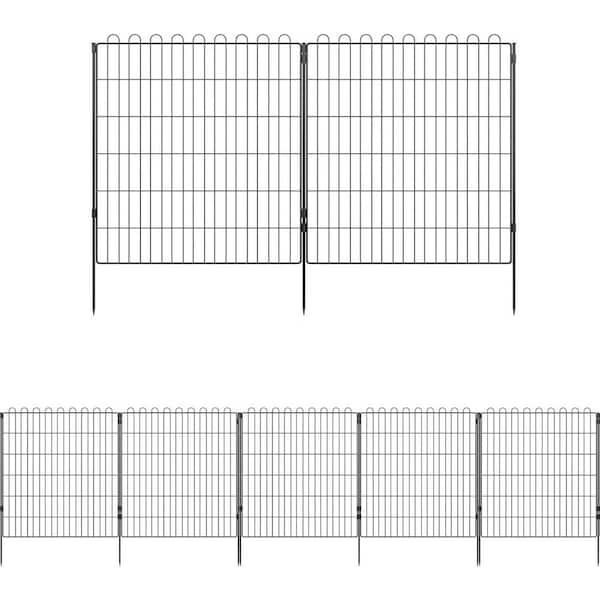 32 in. Rustproof Metal Decorative Garden Fence 10 Panels 23.6 ft. Animal Barrier for Yard Patio