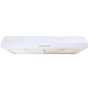 Caprelo 30 in. 320 CFM Convertible Under Cabinet Range Hood in White with LED Lighting and Charcoal Filter