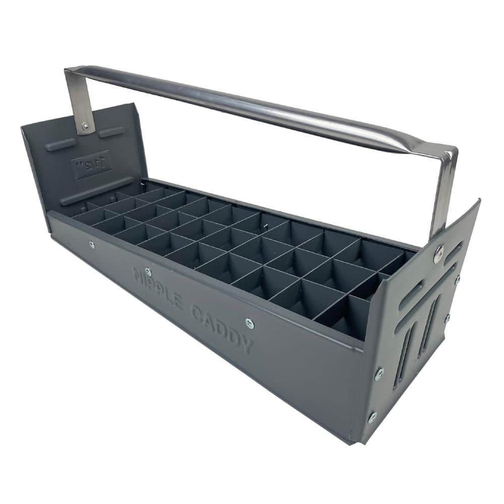 30-Compartment Gray Polyethylene Portable Plumbing Nipple Caddy Small Parts