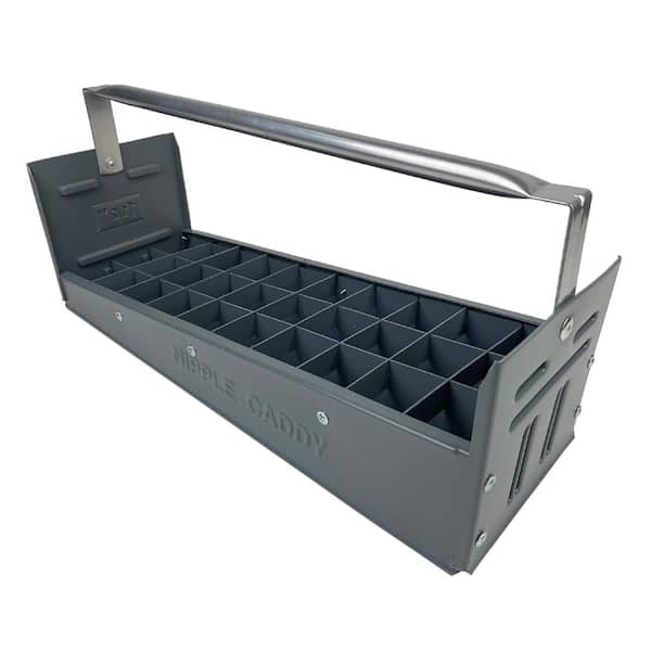 AMERICAN BUILT PRO 30-Compartment Gray Polyethylene Portable Plumbing Nipple Caddy Small Parts Organizer