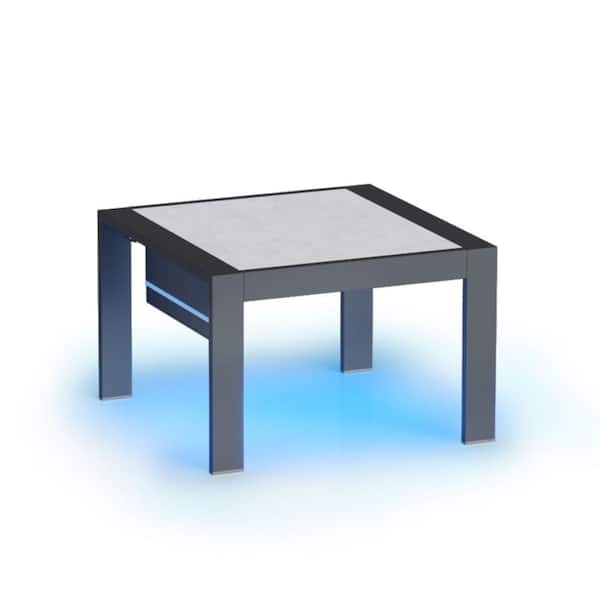 Bestier Aluminum Outdoor Side Table with LED Light