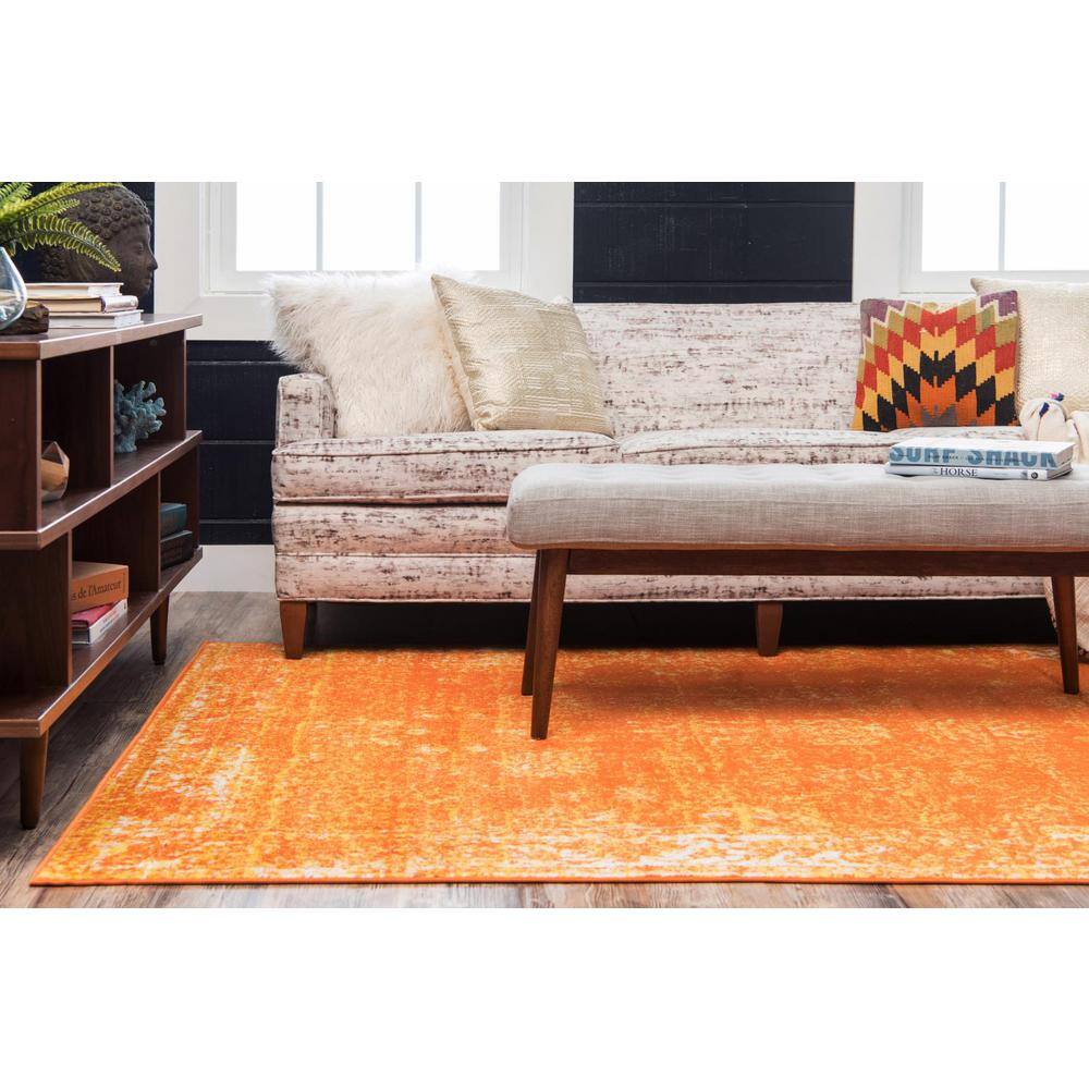 Casino Sofia Chic Orange Synthetic 2'2" x 3'1" Indoor Rug