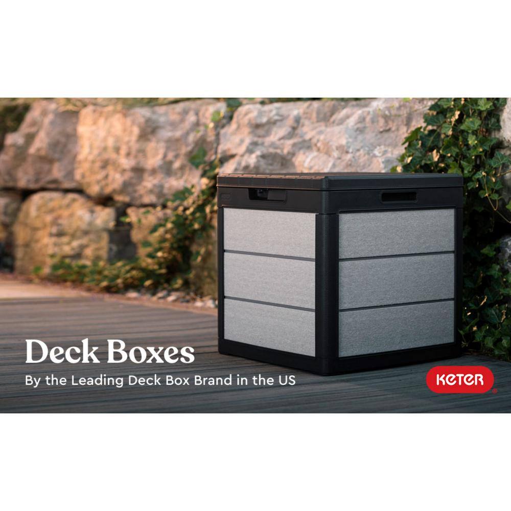 Keter 30 Gallon Gray and Black Lockable Resin Deck Box
