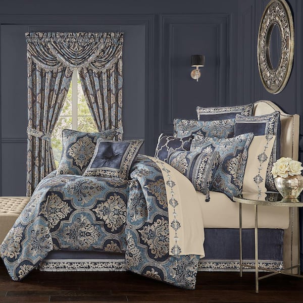 J QUEEN NEW YORK INC Manila Indigo Polyester King 4Pc. Comforter Set
