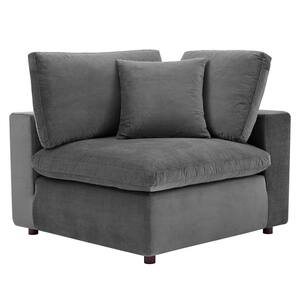 Commix 1-Piece Gray Velvet 1-Seat Corner Symmetrical Sectionals Chair