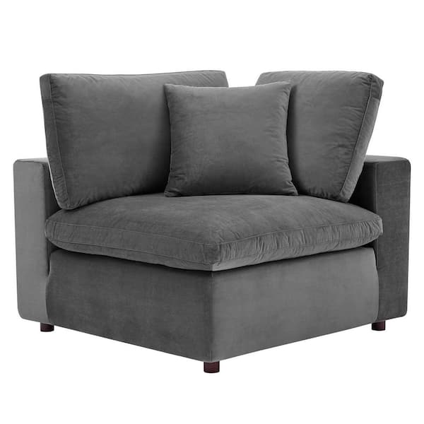 MODWAY Commix 1-Piece Gray Velvet 1-Seat Corner Symmetrical Sectionals Chair