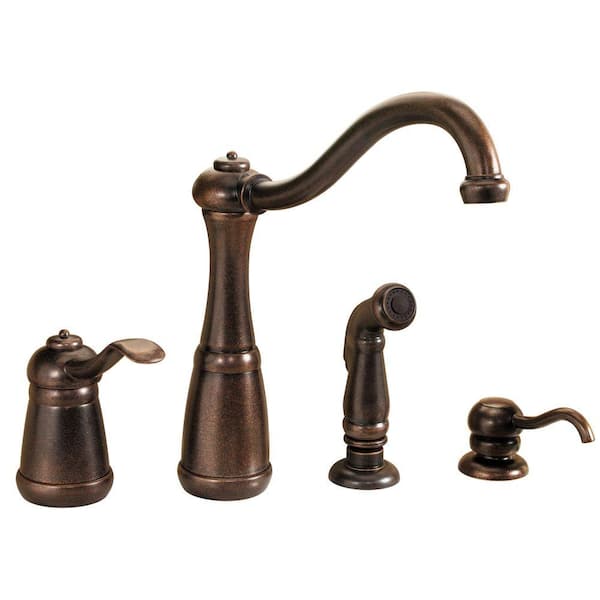 Pfister Marielle Single-Handle Side Sprayer Kitchen Faucet and Soap Dispenser in Rustic Bronze