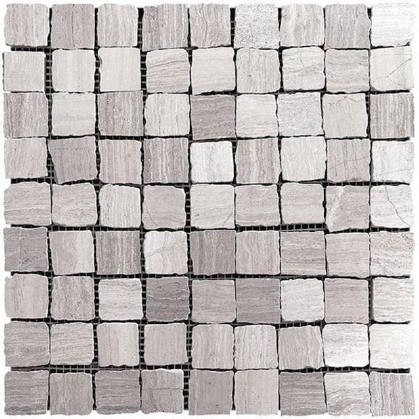 Apollo Tile Gray 4 in. x 5 in. Square Honed Marble Mosaic Tile Sample (0.13 sq. ft./Piece)