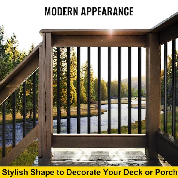 SKYSHALO Deck Balusters 16 Pack Metal Deck Spindles, 44 in. x 0.5 in. Staircase Baluster with Screws, Iron Deck Railing for Wood