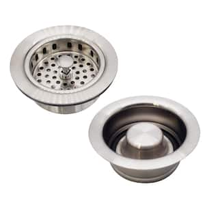 Post Style Kitchen Strainer with Waste Disposal Flange and Stopper Drain Set, Satin Nickel