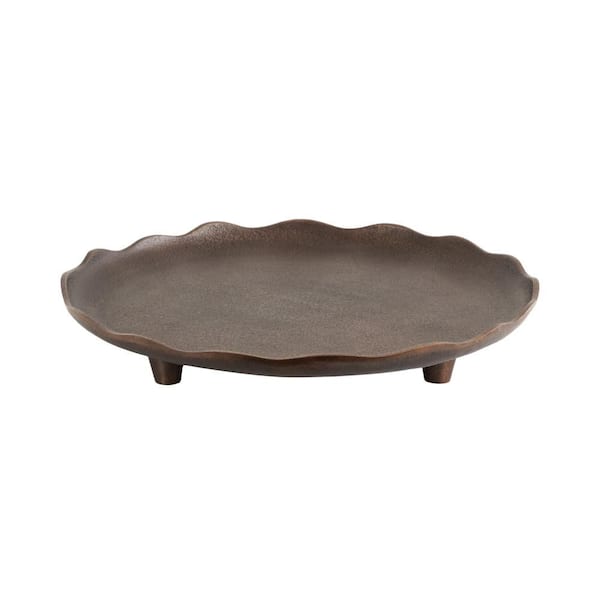 Alessia 16 in. W x 3 in. H x 16 in. D Round Bronze Metal Decorative Serving Tray