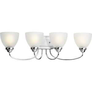 Heart Collection 4-Light Polished Chrome Etched Glass Farmhouse Bath Vanity Light