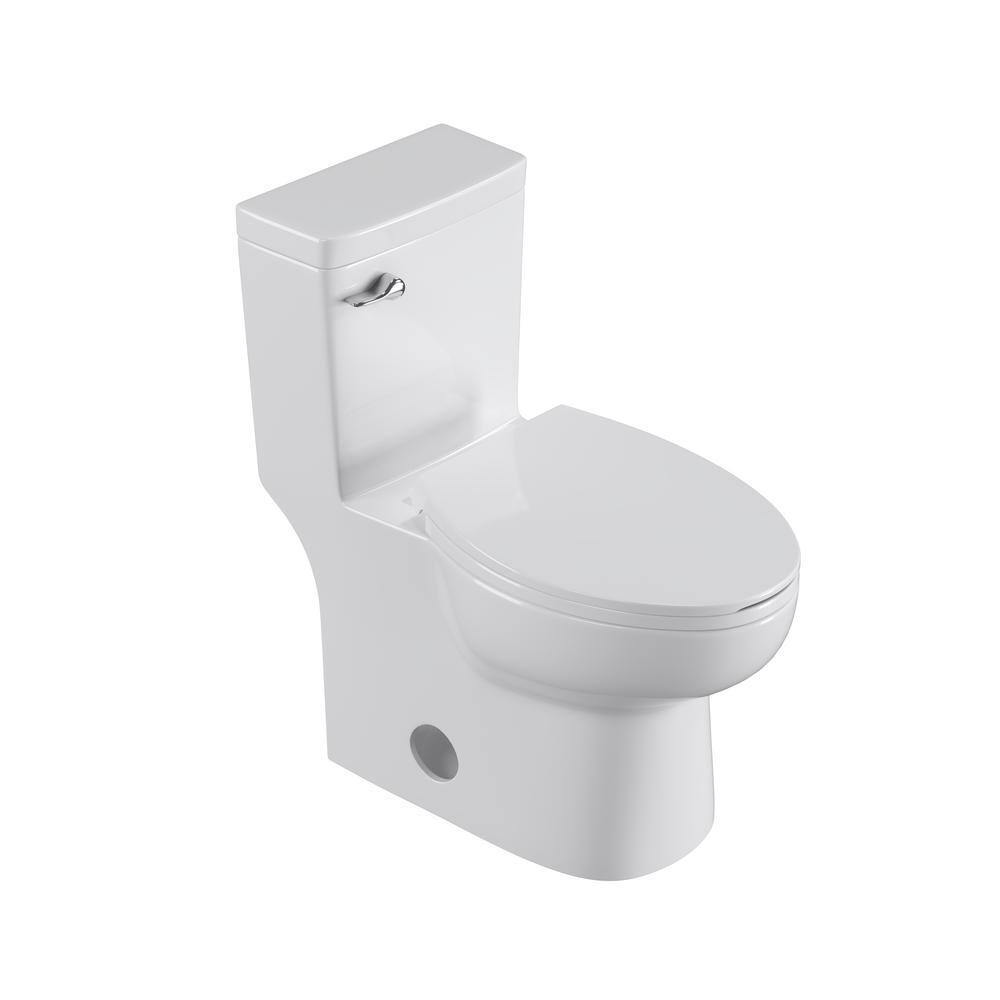 tunuo 1piece 1.28GPF Single Flush Elongated Toilet in Glossy White