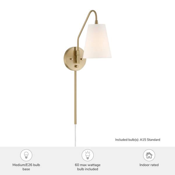 Hunter Fan Company - Hunter Valley Park 6 in. 1 Light Alturas Gold Sconce Wall Sconce with White Linen Shade
