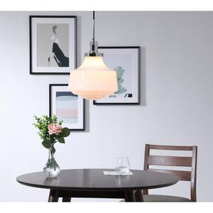 Timeless Home Liam 1-Light Chrome Pendant with Frosted Glass Shade