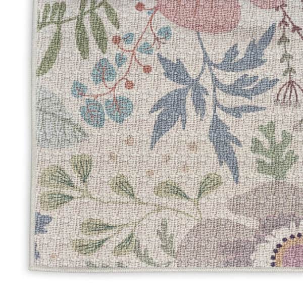 Nourison Nourison Washables 2'2" x 10' Cream Multicolor Farmhouse Indoor Rug