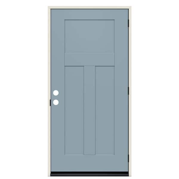 JELD-WEN 36 in. x 80 in. Left-Hand/Inswing 3-Panel Craftsman Light