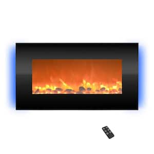 30.5 in. Wall Mount Electric Fireplace with LED Backlights in Black