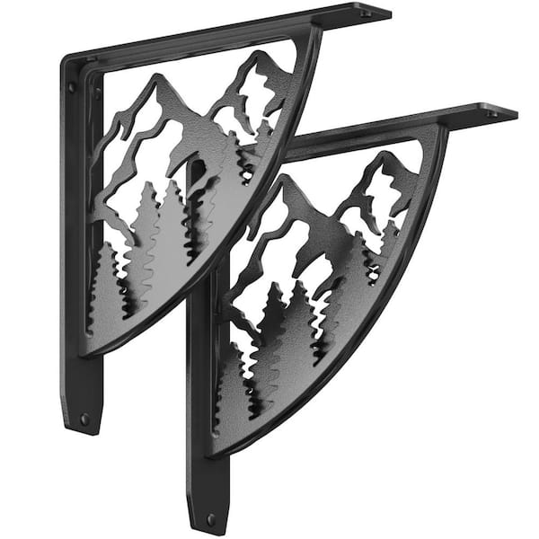 12 in. L Black Iron Heavy Duty Shelf Bracket (2-Pack)